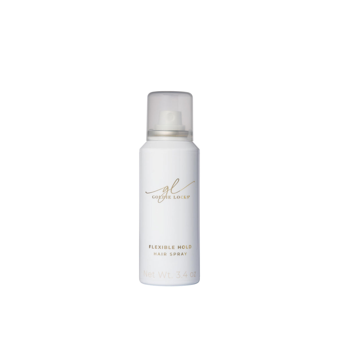 Goldie Locks travel-size hairspray bottle demonstrates flexible hold for natural movement
