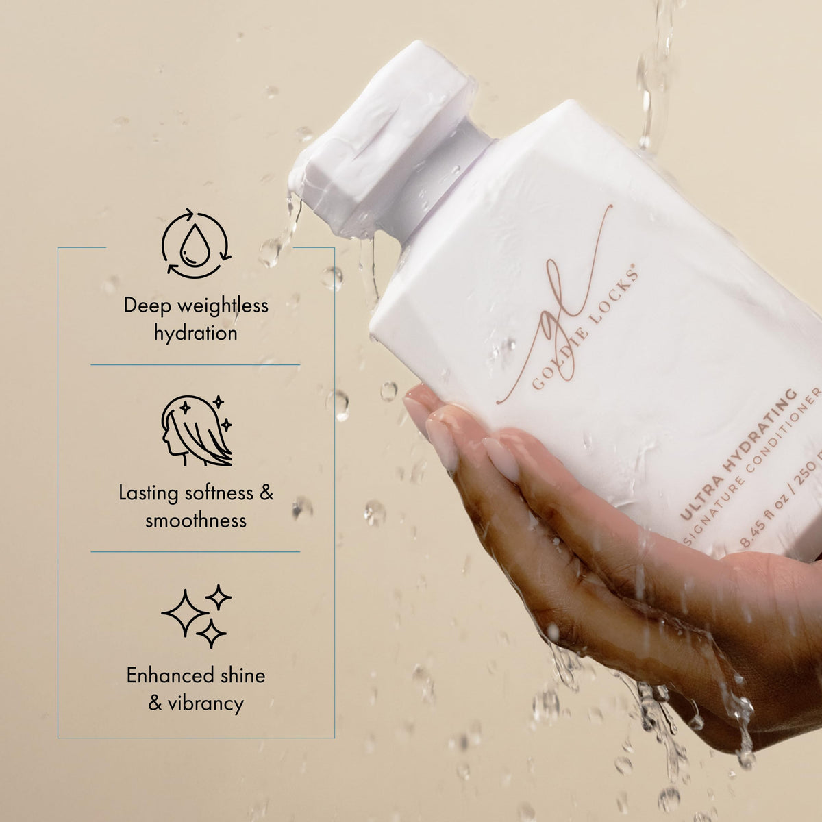 Marula oil and rose water nourish hair in Goldie Locks conditioner.