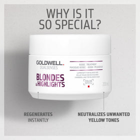Goldwell Dualsenses 60sec treatment being applied on towel-dried blonde hair.