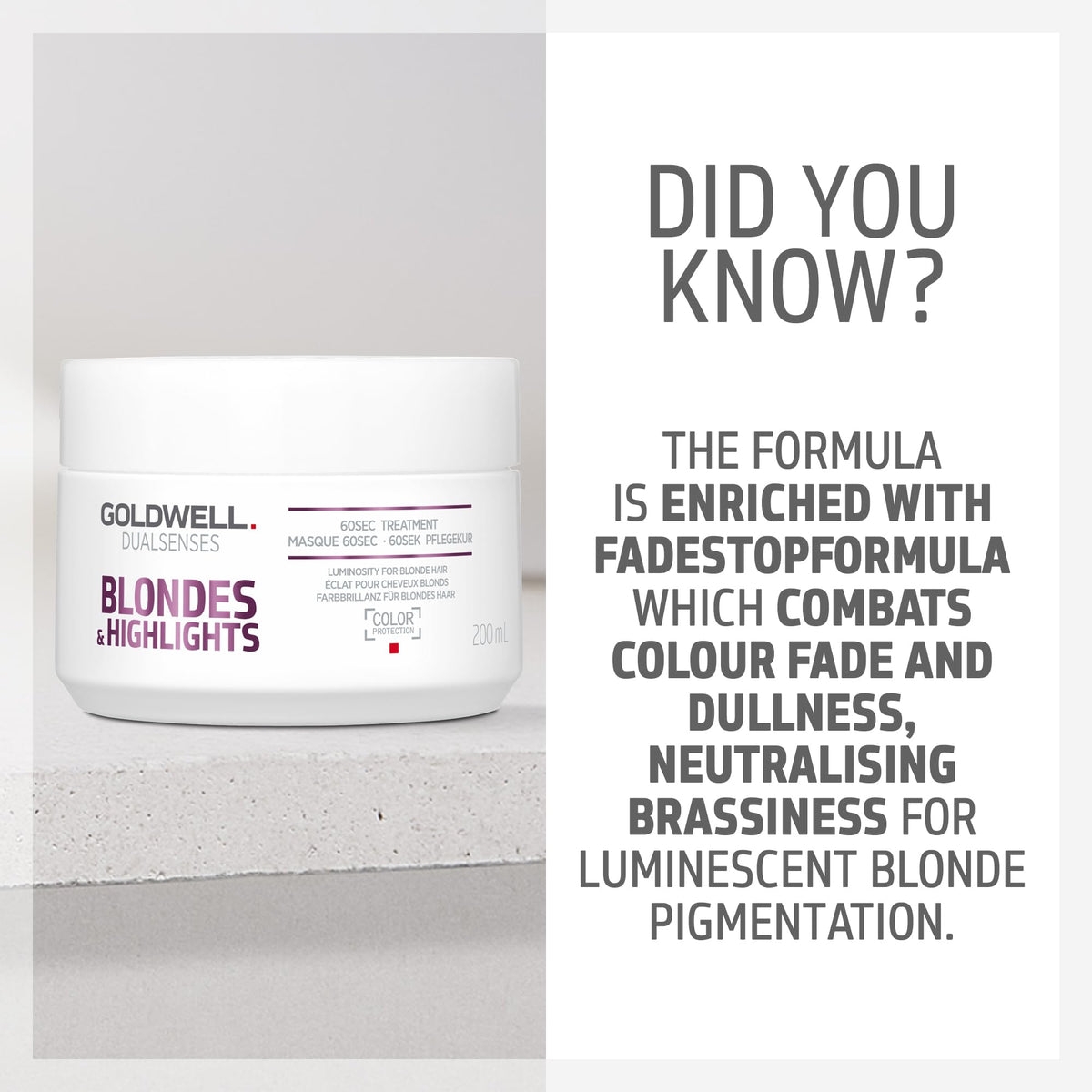 Creamy texture of Goldwell Dualsenses 60sec treatment swirled on hair.