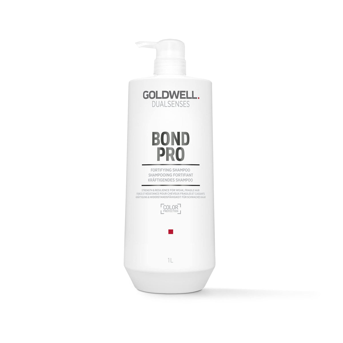 Goldwell Dualsenses Bond Pro shampoo bottle front view showing fortifying formula for fragile hair.