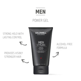 Goldwell Dualsenses Men Power Gel dispense action for quick, controlled styling.