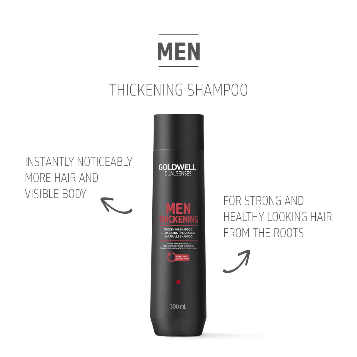 Goldwell DualSenses Men Thickening Shampoo foam in shower signals energized routine