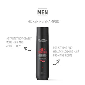 Goldwell DualSenses Men Thickening Shampoo foam in shower signals energized routine