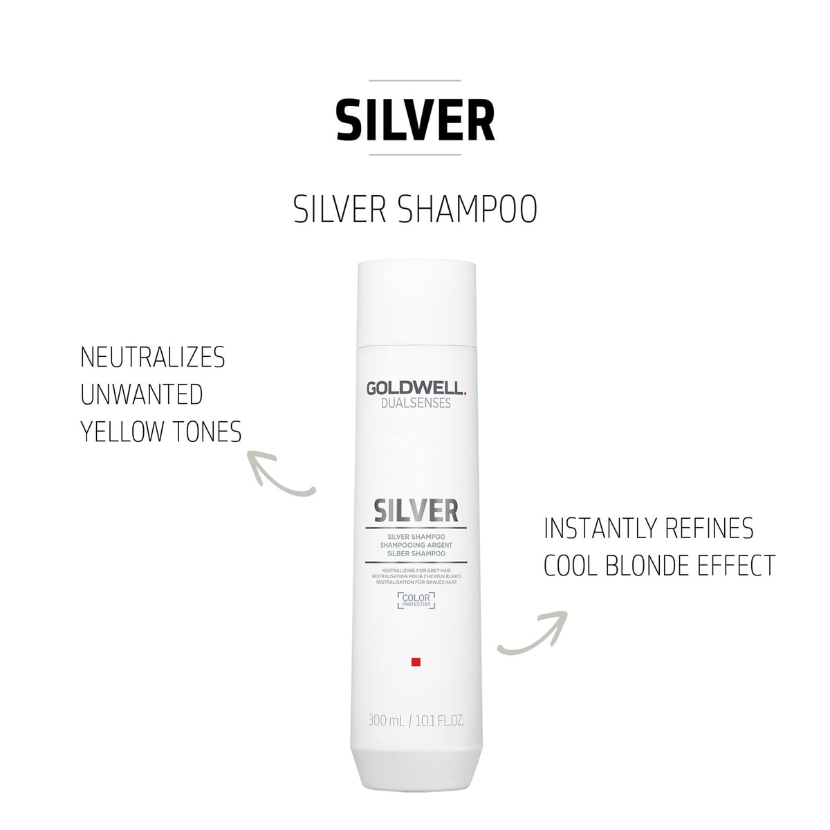 Goldwell Dualsenses Silver Shampoo being poured to refresh silver tones
