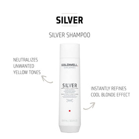 Goldwell Dualsenses Silver Shampoo being poured to refresh silver tones