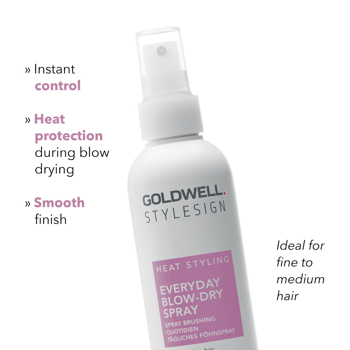 Goldwell StyleSign Everyday Blow-Dry Spray helps create smooth volume and lift.