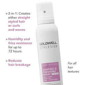 Goldwell StyleSign heat-protection-230c shields strands during hot tool use.