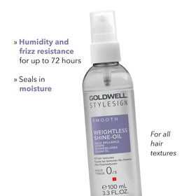 Hair shows radiant shine after applying Goldwell Shine-Oil finish