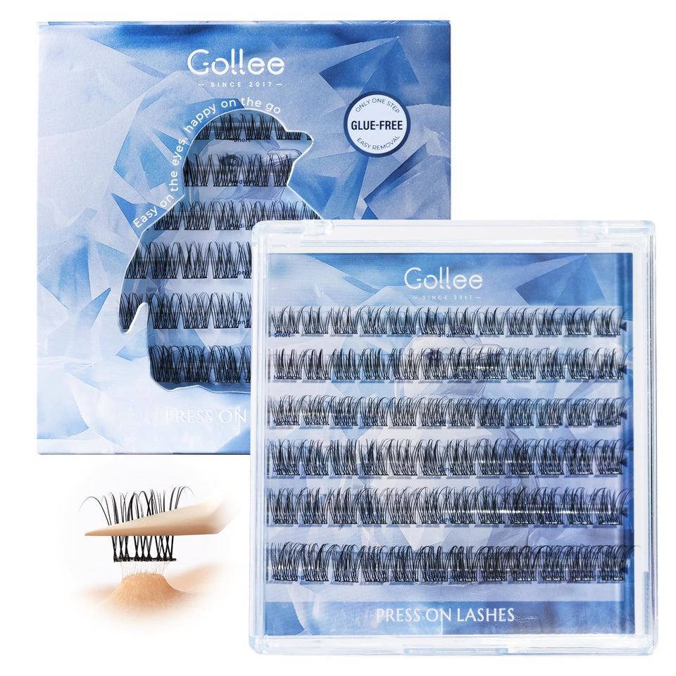 GOLLEE self-adhesive eyelash clusters in pack for easy application and natural volume.