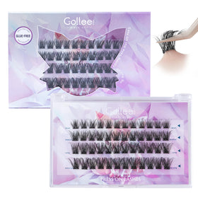 Gollee self-adhesive eyelashes application close-up for quick, glue-free fit.