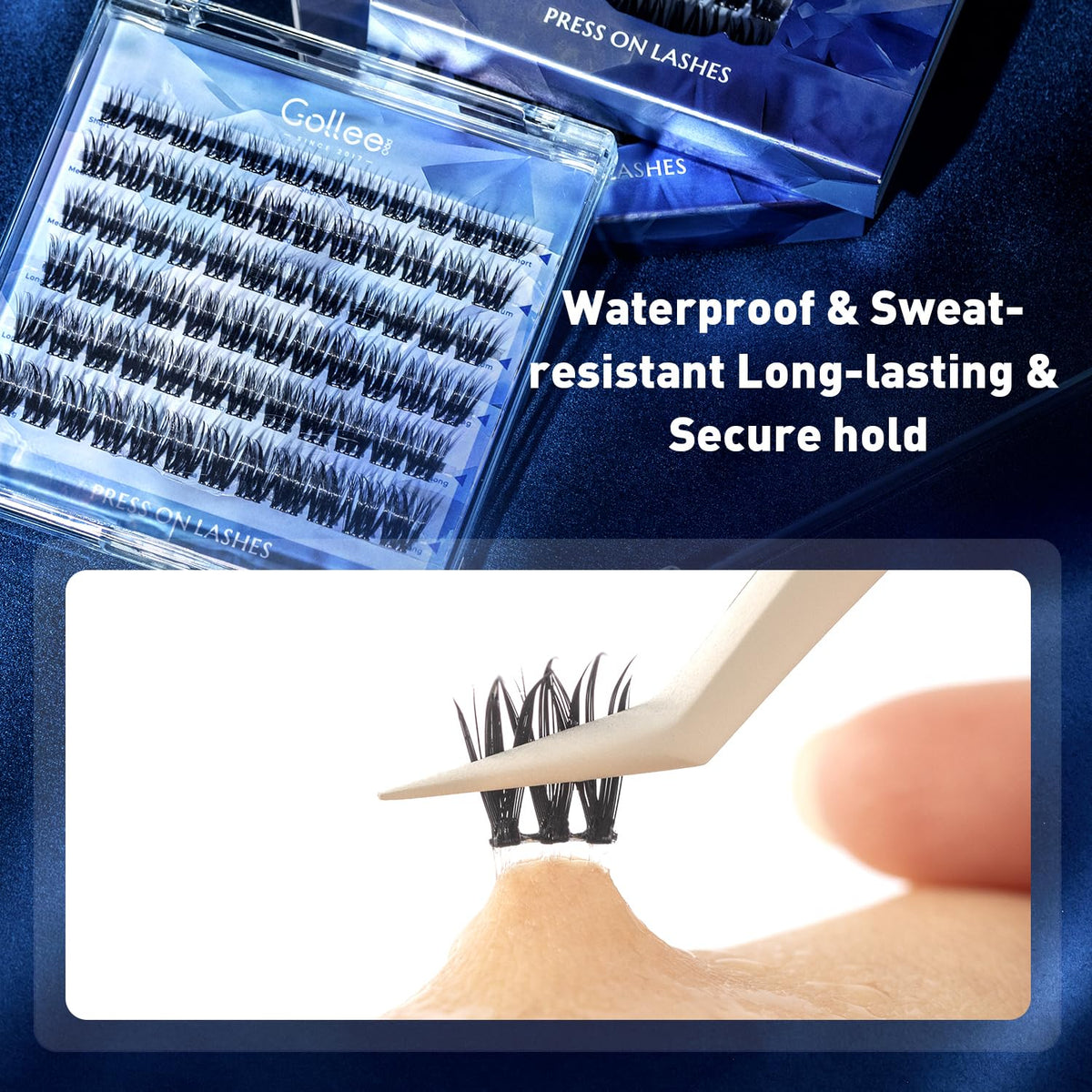 GOLLEE lash clusters close-up with wispy texture for natural blending