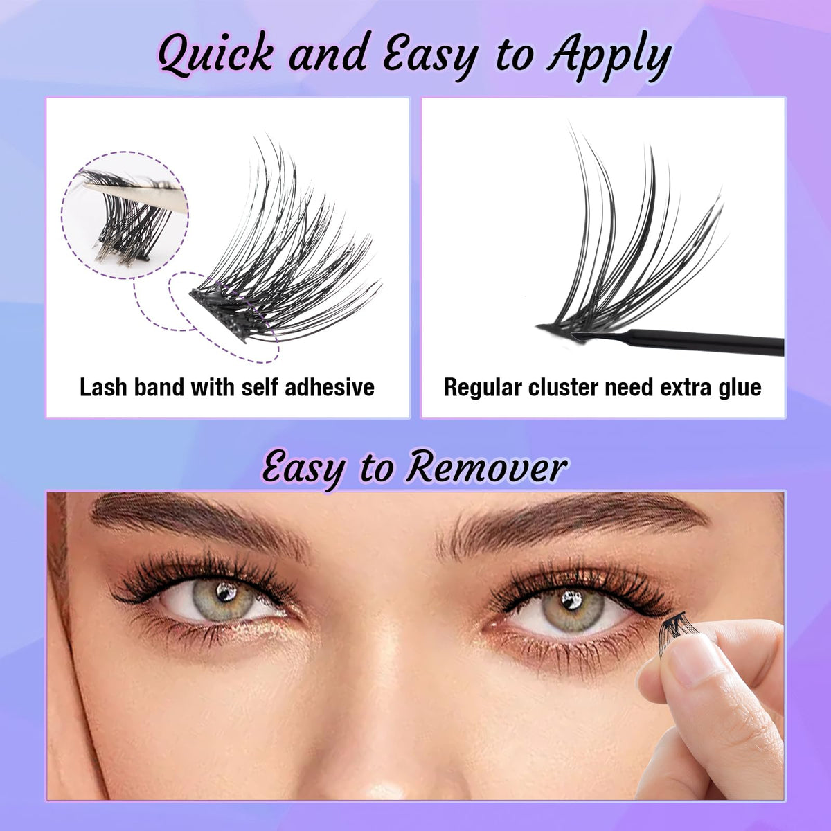 Gollee lightweight lashes close-up emphasizing comfortable wear without heaviness.