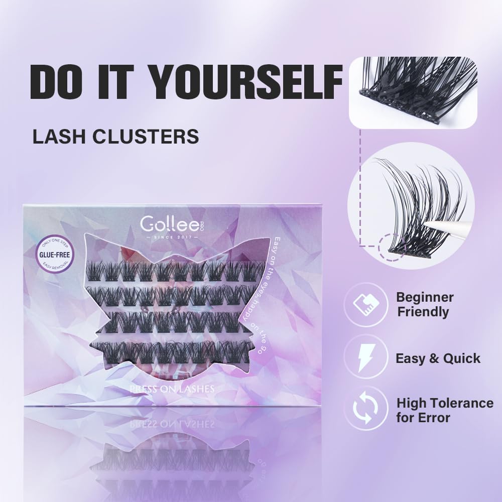 Gollee self-adhesive eyelashes preglued W-shaped strip close-up for secure adhesion.