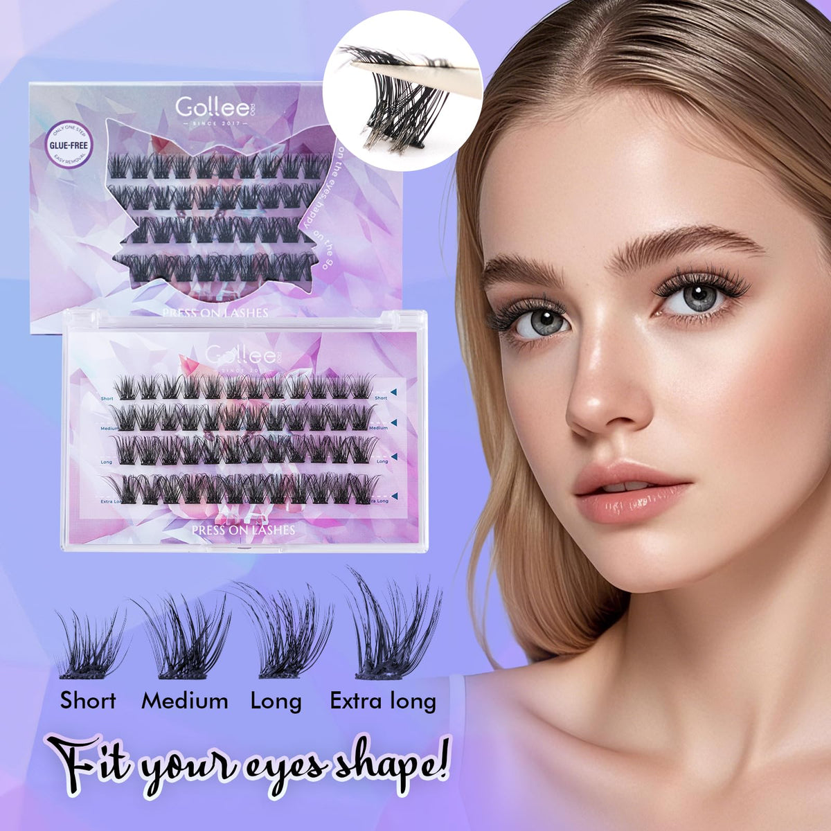Gollee reusable lashes close-up illustrating long-lasting use.