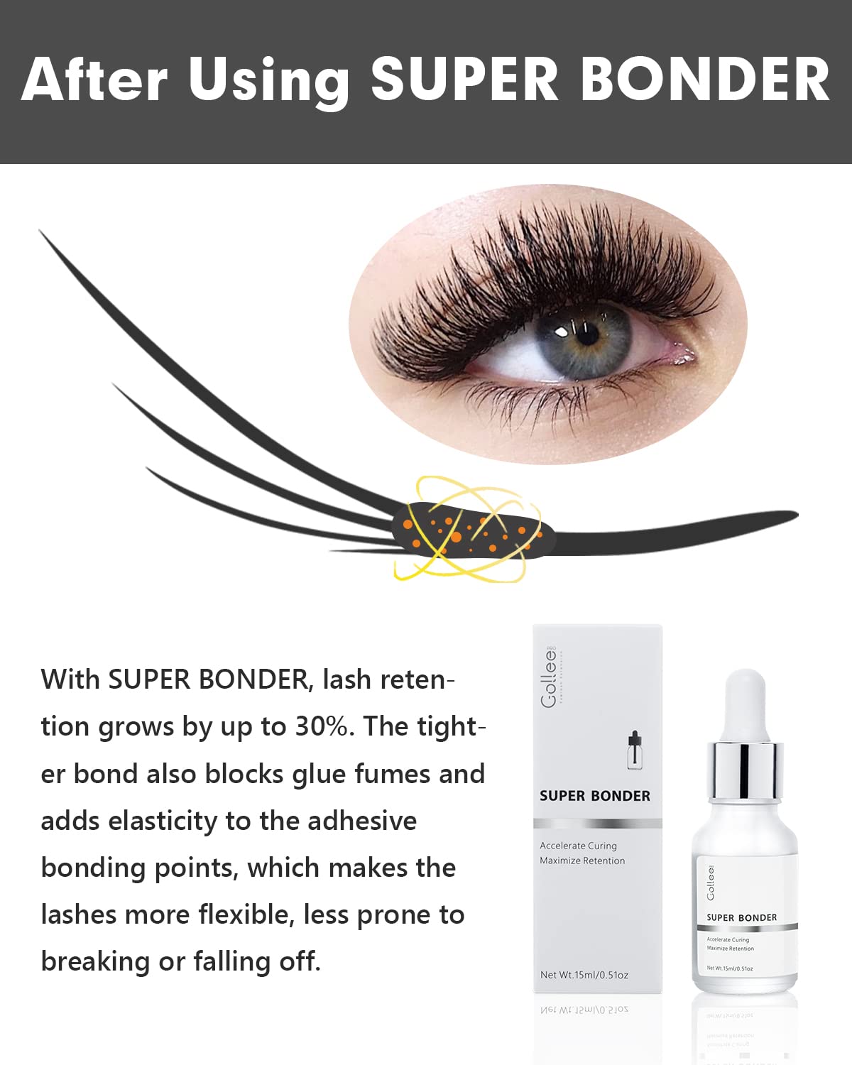 GOLLEEPRO Lash Bonder bond points with elasticity for stronger lash retention