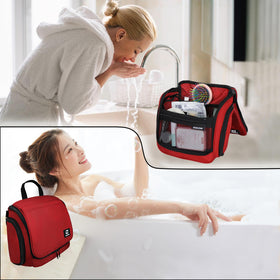 Goloni hanging setup in a bathroom to keep surfaces dry