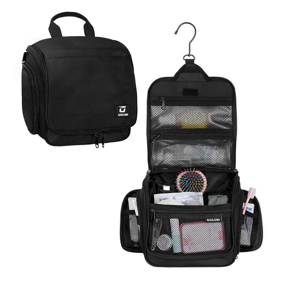 Goloni hanging toiletry bag with 10 compartments for organized travel
