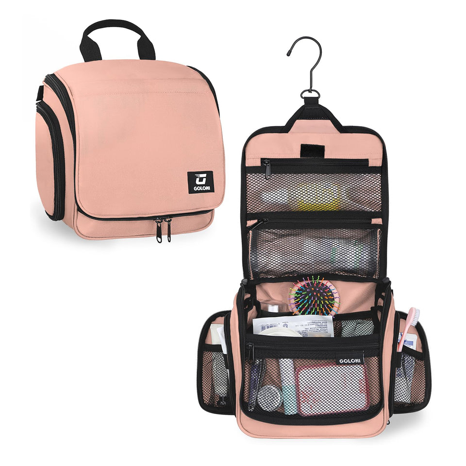 Goloni hanging toiletry bag with ten compartments for organized travel essentials
