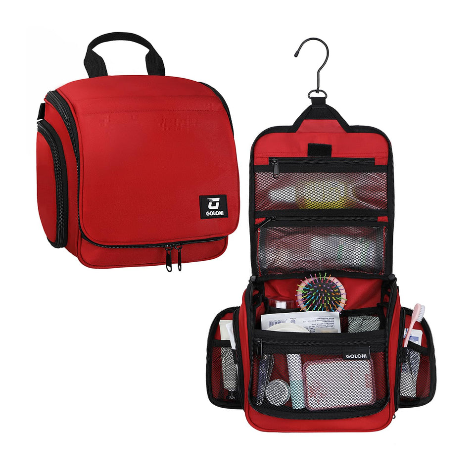Goloni hanging toiletry bag with 360° hook for quick access to essentials