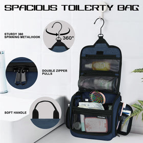 Goloni large-capacity bag holds full-size toiletries and cosmetics with room to spare