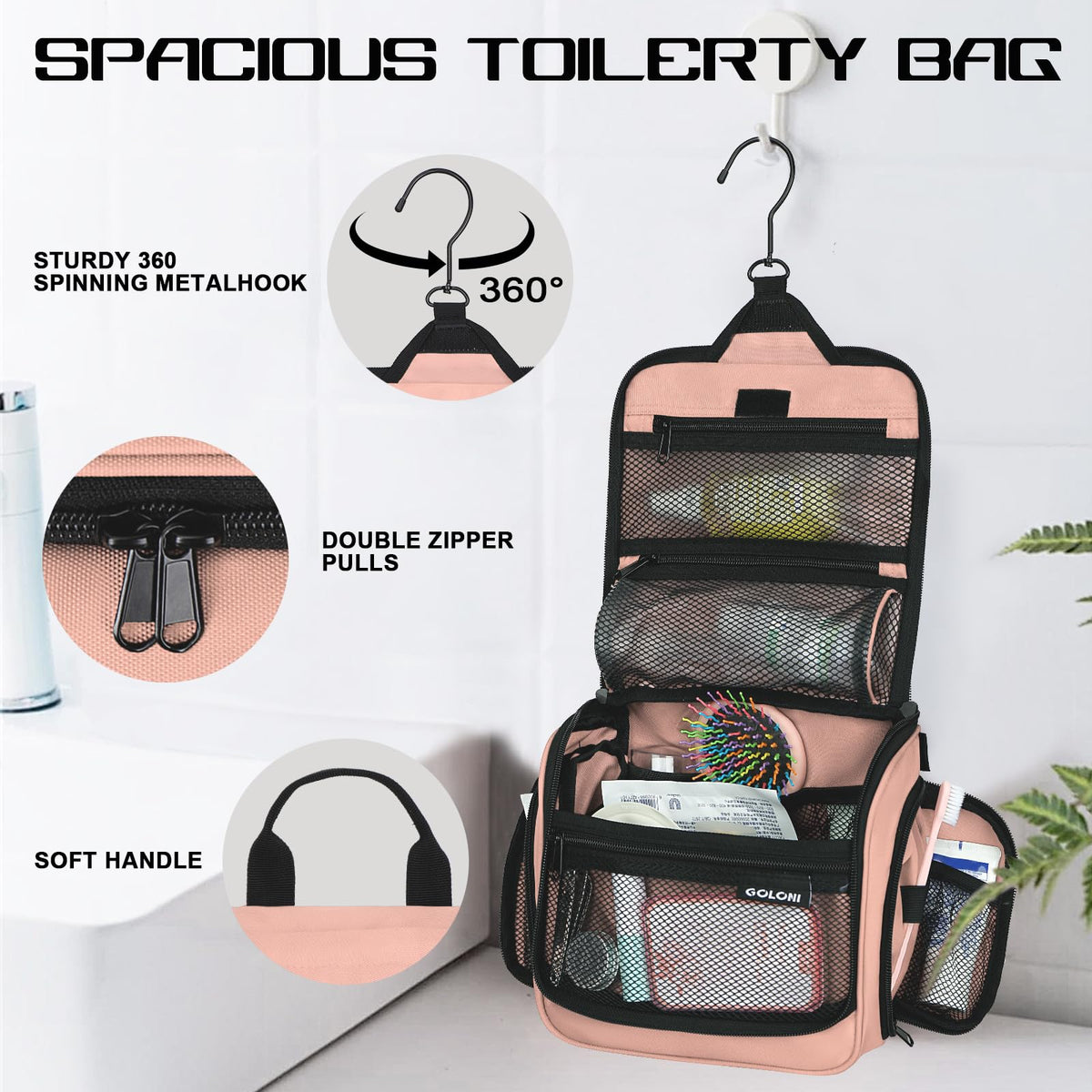 Goloni large-capacity case fits full-size cosmetics with ease