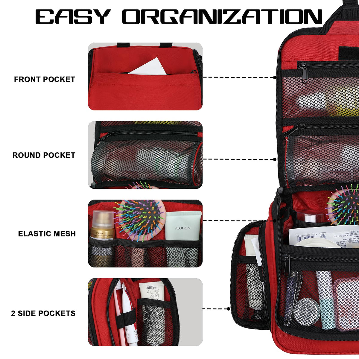 Goloni 10-compartment organizer stores full-size cosmetics neatly during travel