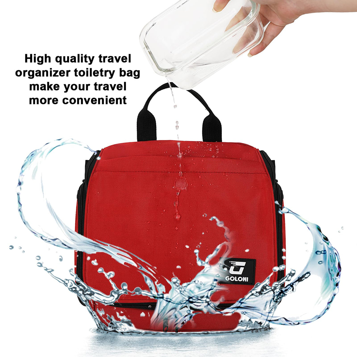 Goloni unisex red toiletry bag suitable for men and women