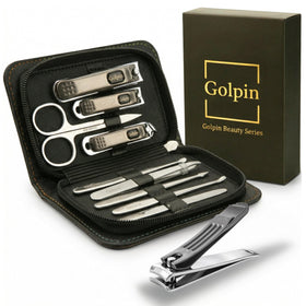 Golpin 9-pcs manicure set for men and women in a compact travel case.