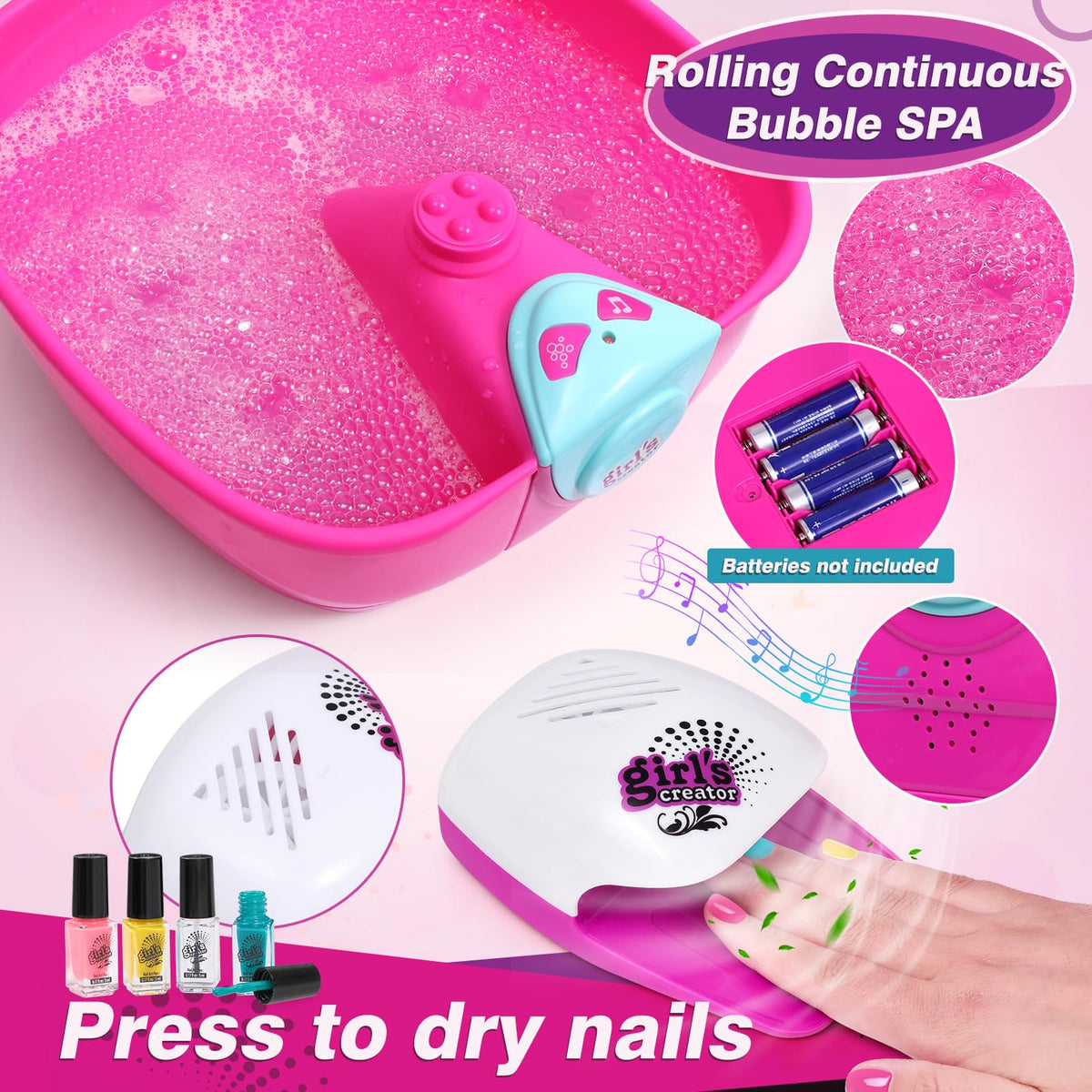 Golray Girls Spa Kit complete set for at-home spa days with manicure and foot care
