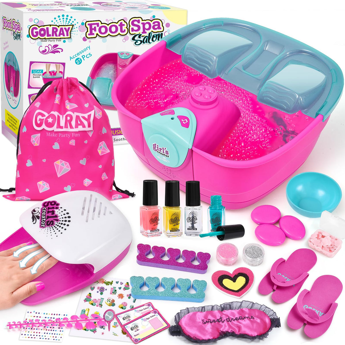 Golray Kid Foot Spa Tub with bubbles for gentle foot relaxation and massage