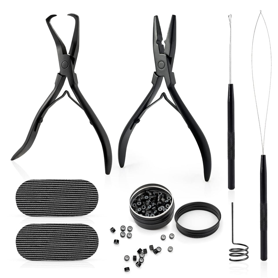 Gomake microlinks kit contents ready for professional or home hair extension work.