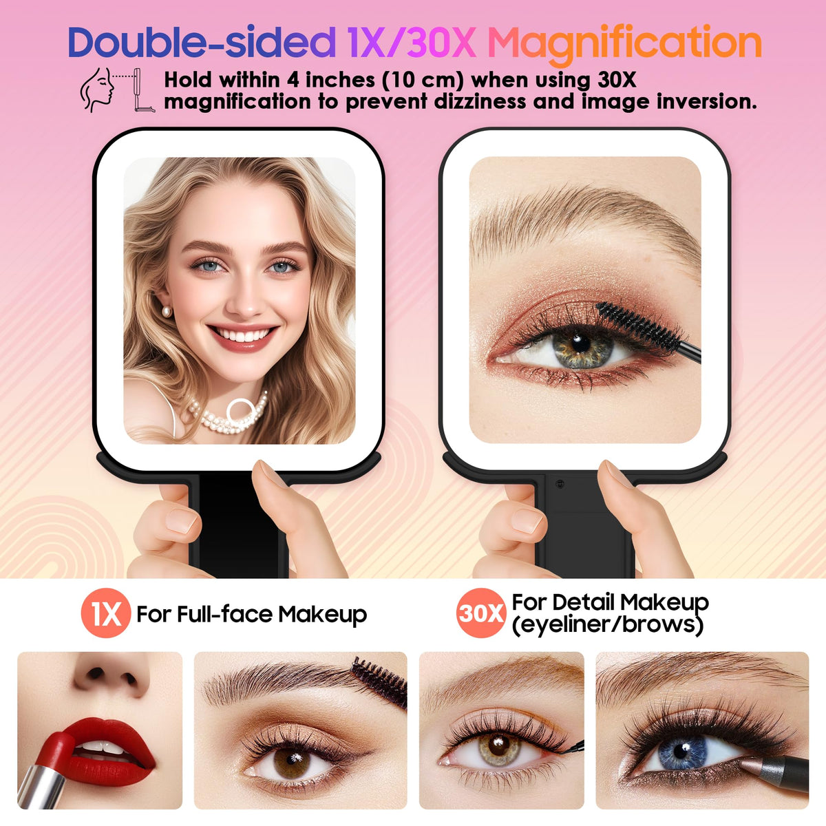 GOMIPURU foldable handheld makeup mirror for on the go use