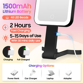 GOMIPURU rechargeable mirror with 1500mAh battery and quick recharge