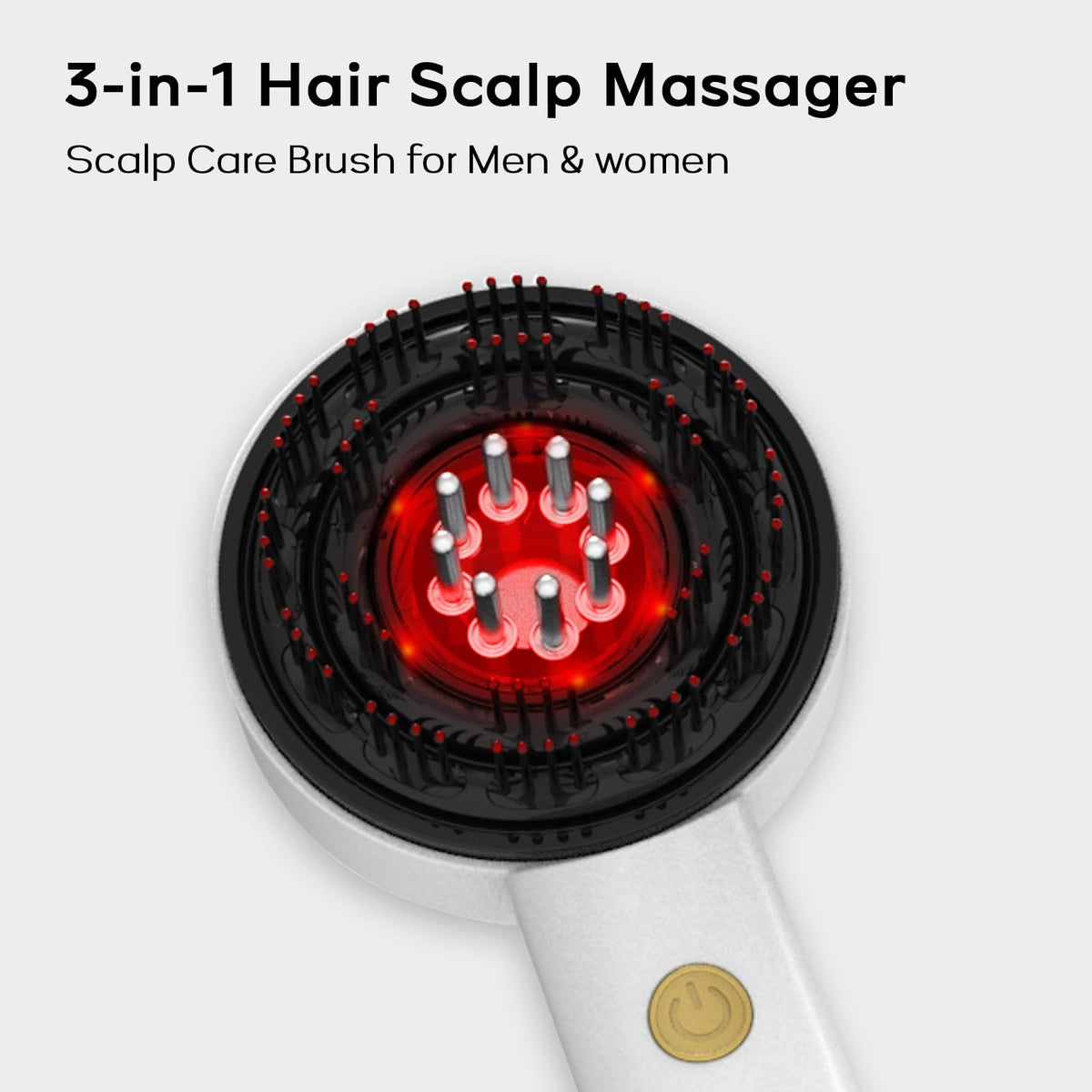 GOMOOBEADS 3in1 hair scalp massager side grip design for comfortable handling.