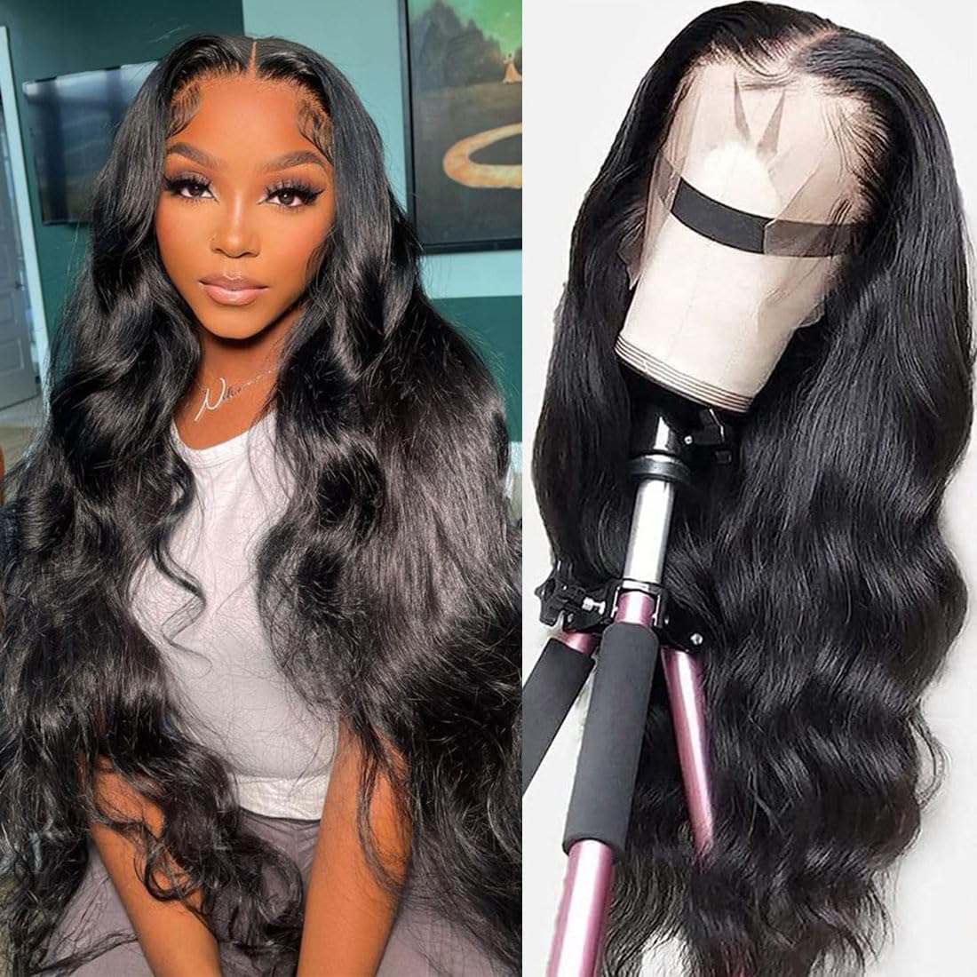 GOMOST body wave lace front wig 24 inch for natural volume and versatile styling.