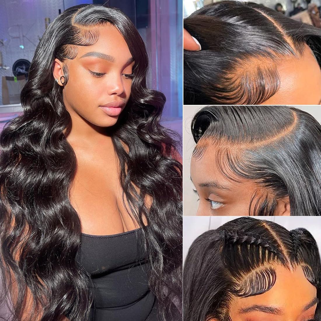 GOMOST HD transparent Swiss lace wig blends with skin for seamless hairline.