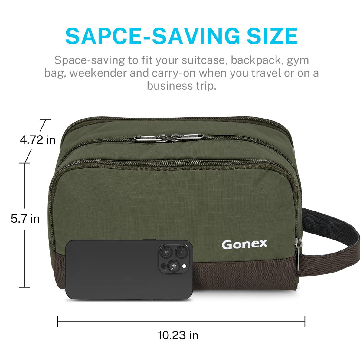 Gonex front zip pocket provides extra storage for quick-access items