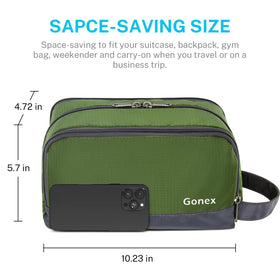 Gonex travel toiletry bag main compartment for larger items.