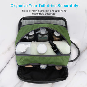 Gonex toiletry bag side zippered pocket for small items.