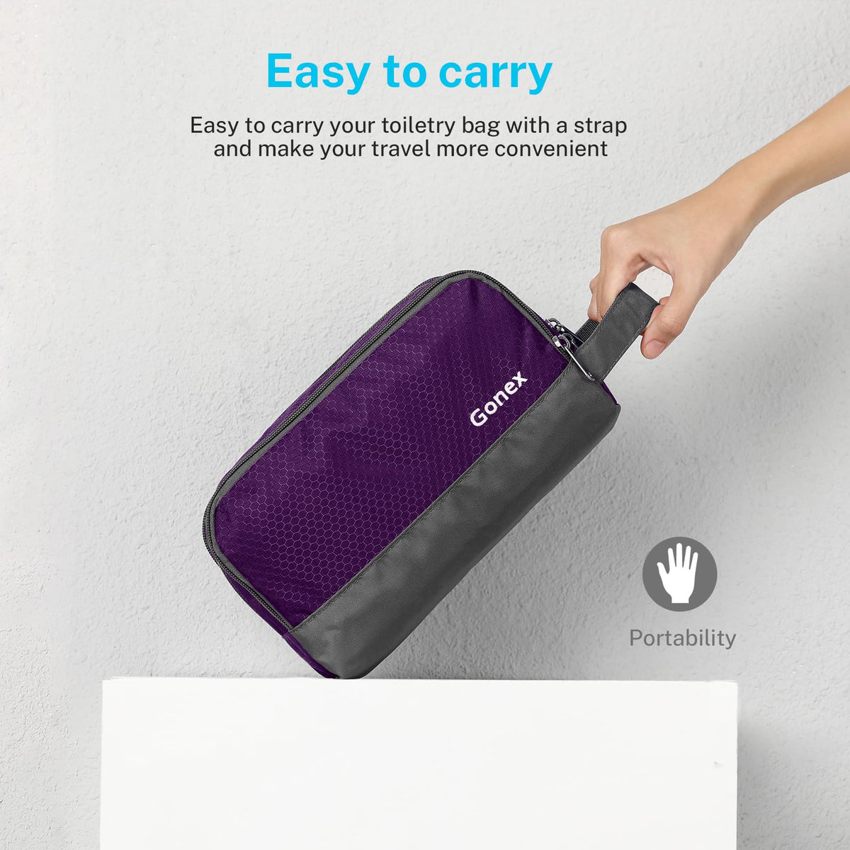 Gonex bag’s compact dimensions fit neatly in a suitcase or duffel.