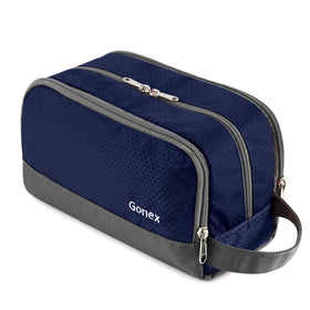 Gonex travel toiletry bag deep blue front view highlighting durable water-resistant fabric.