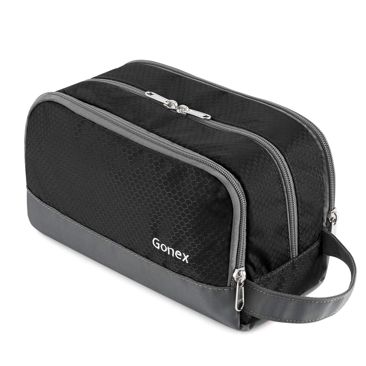 Gonex Travel Toiletry Bag nylon front view highlighting durable, water-resistant design.