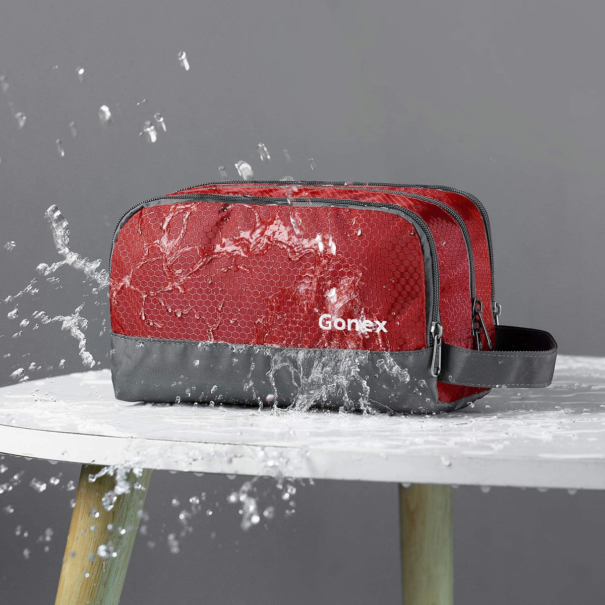 Gonex travel toiletry bag side pocket open for extra storage and access