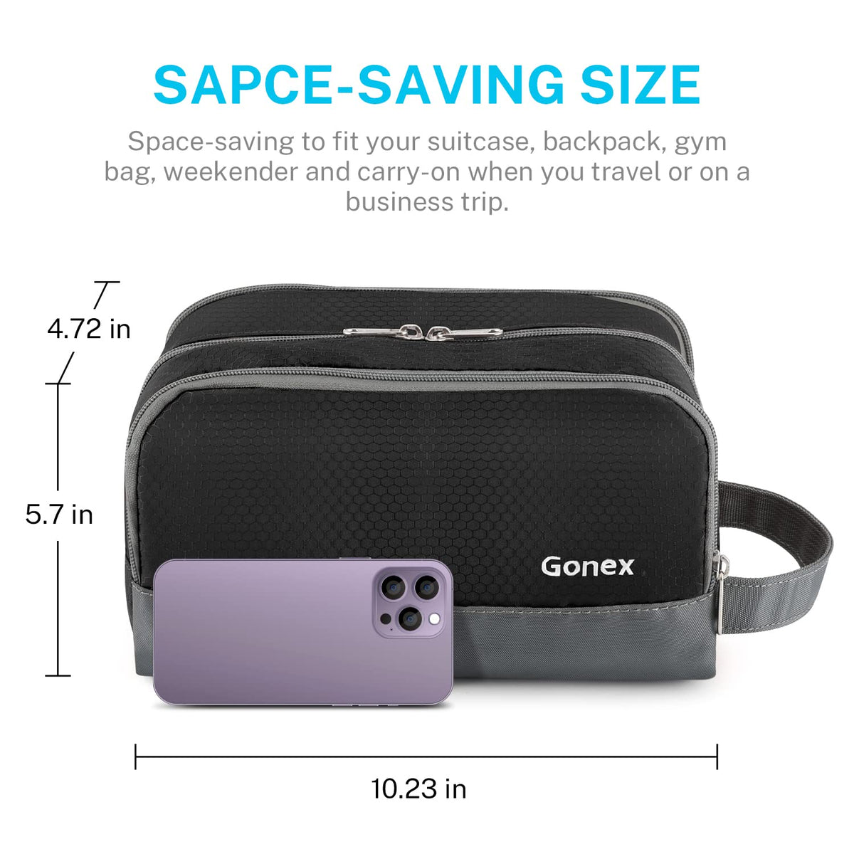 Gonex travel bag side handle enables easy carrying during trips.