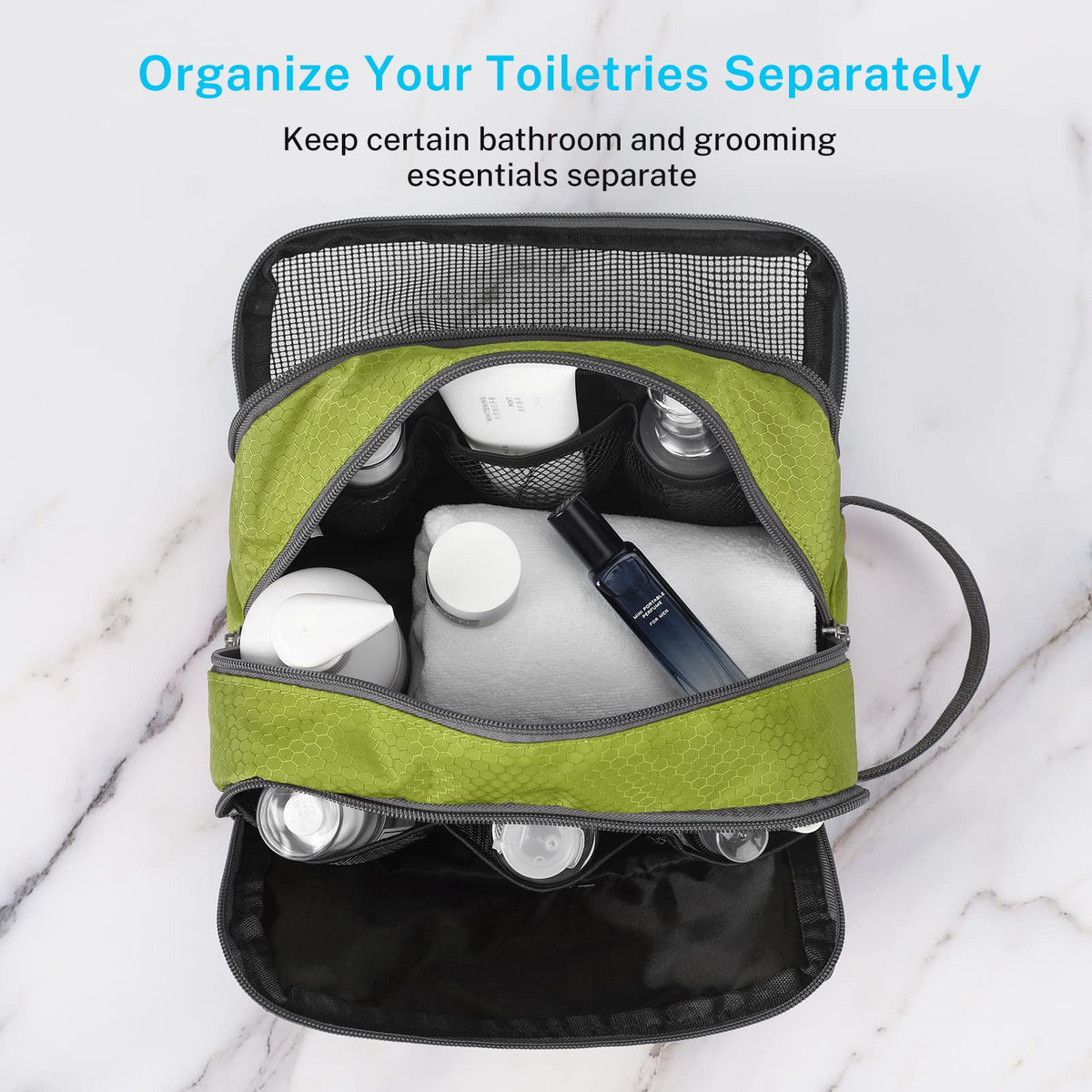 Gonex toiletry bag features a sturdy side handle for easy carry.