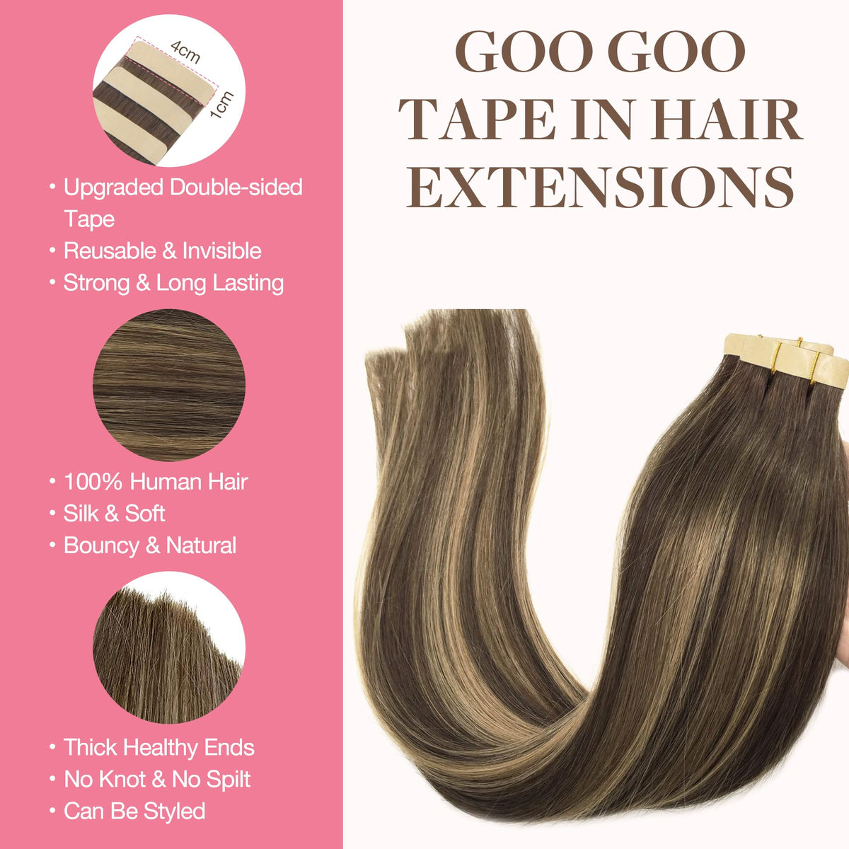 GOO GOO balayage chocolate brown to honey blonde extensions with soft transition