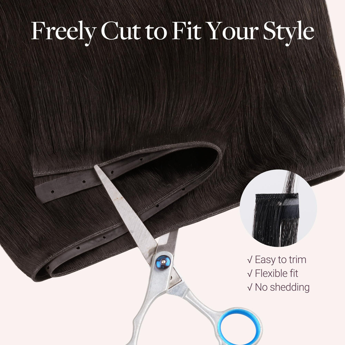 GOO GOO Butterfly Weft: cut-to-width feature for customizable volume.