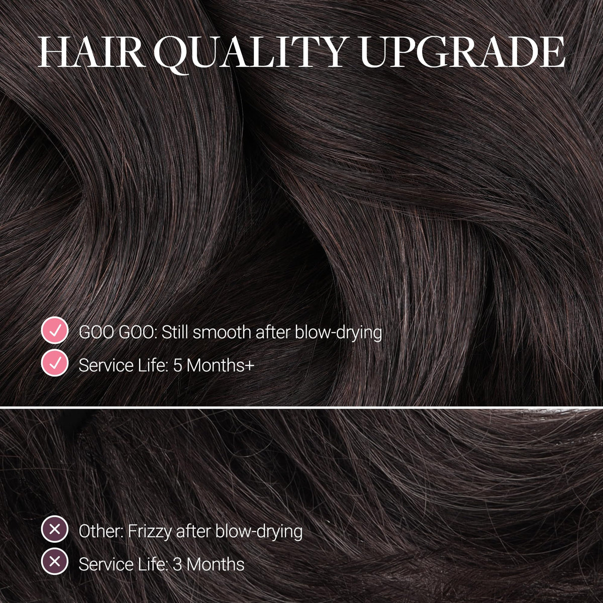 GOO GOO Butterfly Weft: premium Remy hair with silky, tangle-free texture.