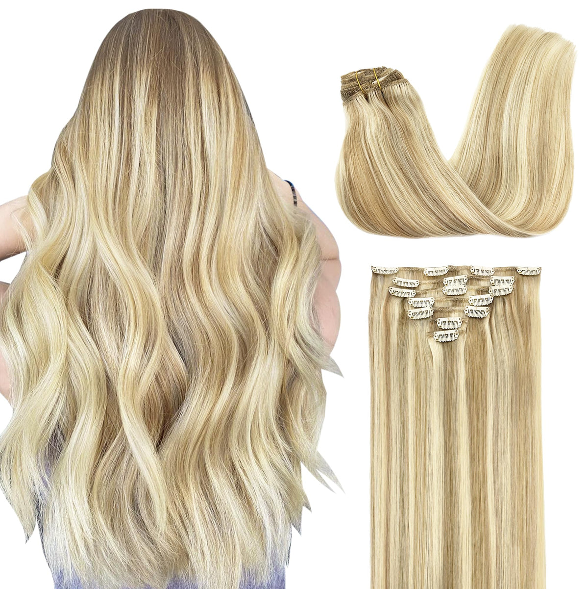 GOO GOO clip-in extensions with seamless clip for quick, comfortable volume